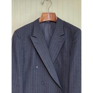 Vintage Kuppenheimer Blazer Mens 44L Pinstripe Double Breasted Made‎ USA 90s